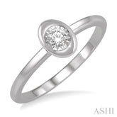 1/50 ctw Oval Shape Round Cut Diamond Promise Ring in 10K White Gold